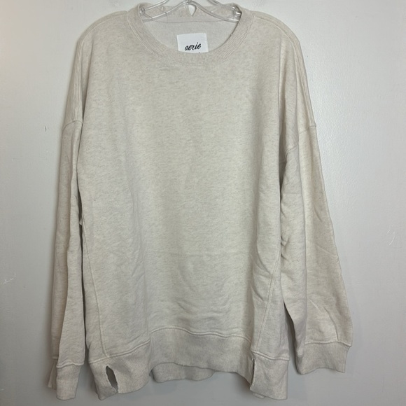 Aerie The Chill Crew Oversized Distressed Hem Crewneck Sweatshirt - Picture 6 of 11